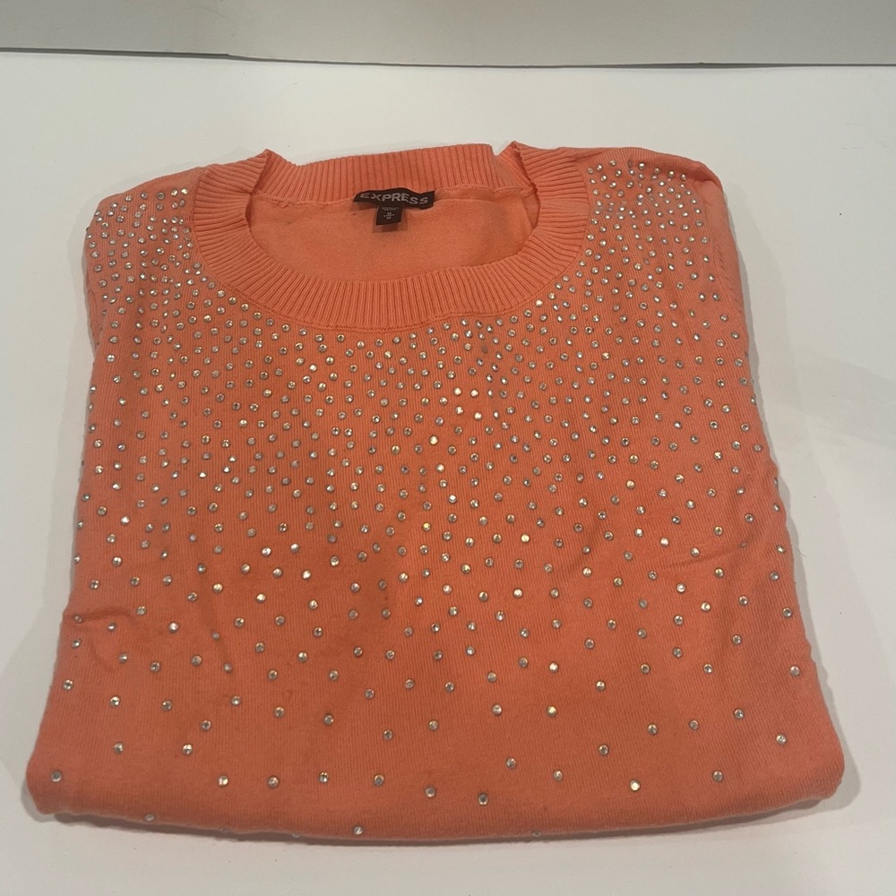 Coral rhinestone shirt